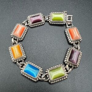 Retired PREMIER DESIGNS Silvertone Multicolor Cat's Eye LOLLIPOPS Bracelet